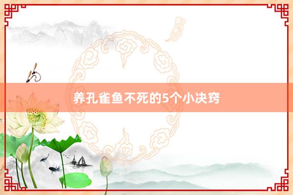 养孔雀鱼不死的5个小决窍